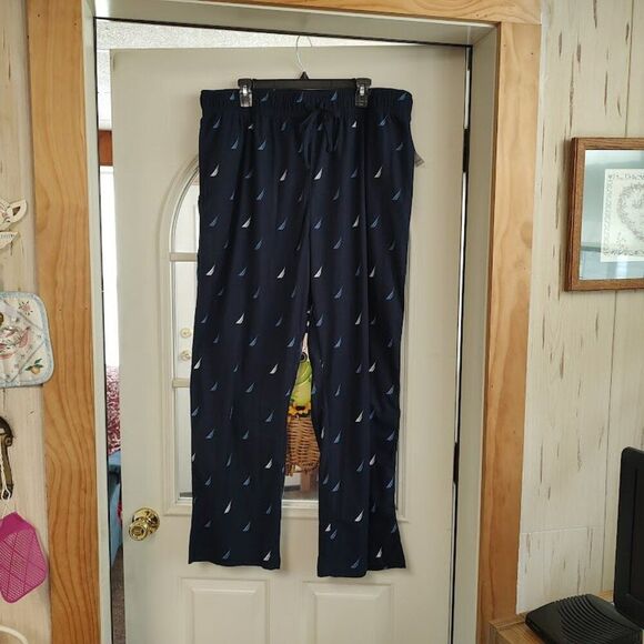 New Nautica Navy Blue Flannel Sleep Pants Size Men's XL - Picture 1 of 2